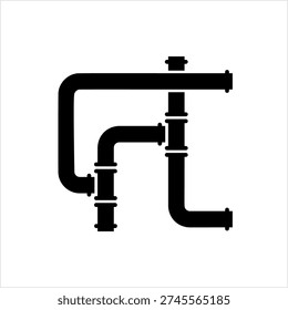 Pipe Icon, Pipe Fitting Icon, Water, Gas, Oil Pipeline, Plumbing Work Vector Art Illustration