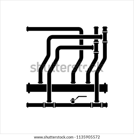 Pipe Icon, Pipe Fitting Icon, Water, Gas, Oil Pipeline, Plumbing Work Vector Art Illustration
