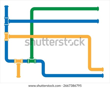 Pipe Icon, Pipe Fitting Icon, Water, Gas, Oil Pipeline, Plumbing Work Vector Art Illustration