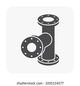 Pipe icon and flange fitting for pipeline connection with valve and other pipe. Using for transportation liquid and gas i.e. crude, oil, natural gas, sewage, wastewater. Also for plumbing, irrigation.