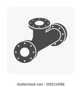 Pipe icon and flange fitting for pipeline connection with valve and other pipe. Using for transportation liquid and gas i.e. crude, oil, natural gas, sewage, wastewater. Also for plumbing, irrigation.