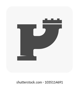 Pipe icon and flange fitting for pipeline connection with valve and other pipe. Using for transportation liquid and gas i.e. crude, oil, natural gas, sewage, wastewater. Also for plumbing, irrigation.
