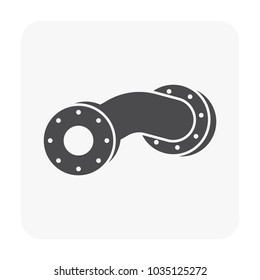 Pipe icon and flange fitting for pipeline connection with valve and other pipe. Using for transportation liquid and gas i.e. crude, oil, natural gas, sewage, wastewater. Also for plumbing, irrigation.