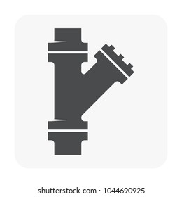 Pipe icon and flange fitting for pipeline connection with valve and other pipe. Using for transportation liquid and gas i.e. crude, oil, natural gas, sewage, wastewater. Also for plumbing, irrigation.