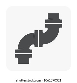 Pipe Icon And Flange Fitting For Pipeline Connection With Valve And Other Pipe. Using For Transportation Liquid Or Gas I.e. Crude, Oil, Natural Gas, Sewage, Wastewater. Also For Plumbing, Irrigation.