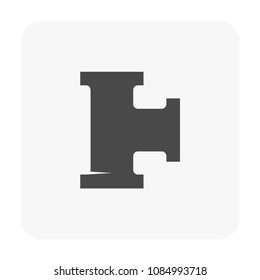 Pipe icon and flange fitting for pipeline connection with valve and other pipe. Using for transportation liquid or gas i.e. crude, oil, natural gas, sewage, wastewater. Also for plumbing, irrigation.
