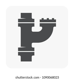 Pipe icon and flange fitting for pipeline connection with valve and other pipe. Using for transportation liquid or gas i.e. crude, oil, natural gas, sewage, wastewater. Also for plumbing, irrigation.