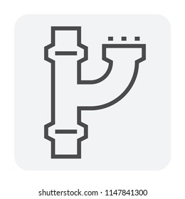 Pipe icon and flange fitting for pipeline connection with valve and other pipe. Using for transportation liquid or gas i.e. crude, oil, natural gas, sewage, wastewater, plumbing. 64x64 pixel icon.
