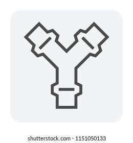Pipe icon and flange fitting for pipeline connection with valve and other pipe. Using for transportation liquid or gas i.e. crude, oil, natural gas, sewage, wastewater, plumbing. 64x64 pixel icon.