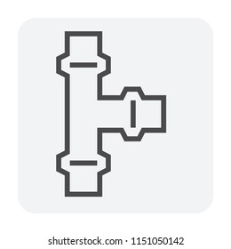 Pipe icon and flange fitting for pipeline connection with valve and other pipe. Using for transportation liquid or gas i.e. crude, oil, natural gas, sewage, wastewater, plumbing. 64x64 pixel icon.