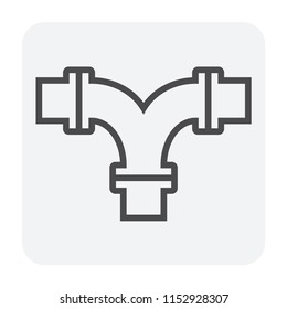 Pipe icon and flange fitting for pipeline connection with valve and other pipe. Using for transportation liquid or gas i.e. crude, oil, natural gas, sewage, wastewater, plumbing. 64x64 pixel icon.