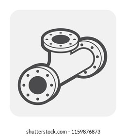 Pipe icon and flange fitting for pipeline connection with valve and other pipe. Using for transportation liquid or gas i.e. crude, oil, natural gas, sewage, wastewater. Also for plumbing, irrigation.