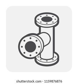 Pipe icon and flange fitting for pipeline connection with valve and other pipe. Using for transportation liquid or gas i.e. crude, oil, natural gas, sewage, wastewater. Also for plumbing, irrigation.
