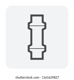 Pipe icon and flange fitting for pipeline connection with valve and other pipe. Using for transportation liquid or gas i.e. crude, oil, natural gas, sewage, wastewater. Also for plumbing, irrigation.