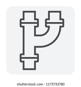 Pipe icon and flange fitting for pipeline connection with valve and other pipe. Using for transportation liquid or gas i.e. crude, oil, natural gas, sewage, wastewater, plumbing. 64x64 pixel icon.