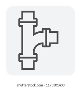 Pipe icon and flange fitting for pipeline connection with valve and other pipe. Using for transportation liquid or gas i.e. crude, oil, natural gas, sewage, wastewater, plumbing. 64x64 pixel icon.