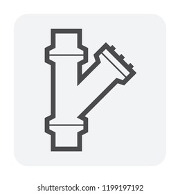 Pipe icon and flange fitting for pipeline connection with valve and other pipe. Using for transportation liquid or gas i.e. crude, oil, natural gas, sewage, wastewater. Also for plumbing, irrigation.