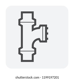 Pipe icon and flange fitting for pipeline connection with valve and other pipe. Using for transportation liquid or gas i.e. crude, oil, natural gas, sewage, wastewater. Also for plumbing, irrigation.