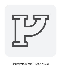 Pipe icon and flange fitting for pipeline connection with valve and other pipe. Using for transportation liquid or gas i.e. crude, oil, natural gas, sewage, wastewater, plumbing, irrigation. 64x64 px.
