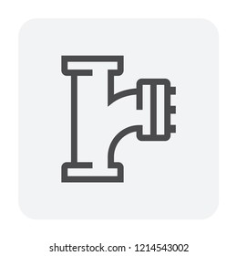 Pipe icon and flange fitting for pipeline connection with valve and other pipe. Using for transportation liquid or gas i.e. crude, oil, natural gas, sewage, wastewater, plumbing, irrigation. 64x64 px.
