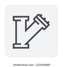Pipe icon and flange fitting for pipeline connection with valve and other pipe. Using for transportation liquid or gas i.e. crude, oil, natural gas, sewage, wastewater, plumbing, irrigation. 64x64 px.