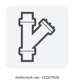 Pipe icon and flange fitting for pipeline connection with valve and other pipe. Using for transportation liquid or gas i.e. crude, oil, natural gas, sewage, wastewater. Also for plumbing, irrigation.