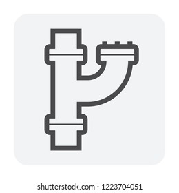 Pipe icon and flange fitting for pipeline connection with valve and other pipe. Using for transportation liquid or gas i.e. crude, oil, natural gas, sewage, wastewater. Also for plumbing, irrigation.
