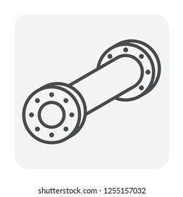 Pipe icon and flange fitting for pipeline connection with valve and other pipe. Using for transportation liquid or gas i.e. crude, oil, natural gas, sewage, wastewater, plumbing, irrigation. 64x64 px.