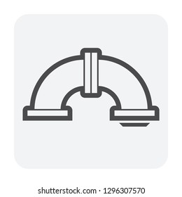 Pipe icon and flange fitting for pipeline connection with valve and other pipe. Using for transportation liquid or gas i.e. crude, oil, natural gas, sewage, wastewater. Also for plumbing, irrigation.
