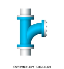 Pipe icon and flange fitting for pipeline connection with valve and other pipe. Using for transportation liquid or gas i.e. crude, oil, natural gas, sewage, wastewater. Also for plumbing, irrigation.