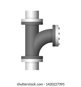 Pipe icon and flange fitting for pipeline connection with valve and other pipe. Using for transportation liquid or gas i.e. crude, oil, natural gas, sewage, wastewater. Also for plumbing, irrigation.