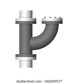 Pipe icon and flange fitting for pipeline connection with valve and other pipe. Using for transportation liquid or gas i.e. crude, oil, natural gas, sewage, wastewater. Also for plumbing, irrigation.