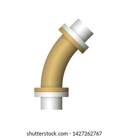 Pipe icon and flange fitting for pipeline connection with valve and other pipe. Using for transportation liquid or gas i.e. crude, oil, natural gas, sewage, wastewater. Also for plumbing, irrigation.