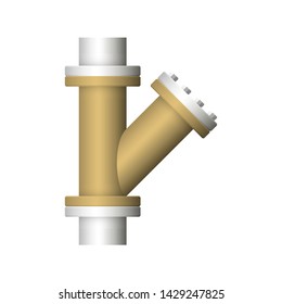 Pipe icon and flange fitting for pipeline connection with valve and other pipe. Using for transportation liquid or gas i.e. crude, oil, natural gas, sewage, wastewater. Also for plumbing, irrigation.