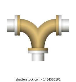 Pipe icon and flange fitting for pipeline connection with valve and other pipe. Using for transportation liquid or gas i.e. crude, oil, natural gas, sewage, wastewater. Also for plumbing, irrigation.