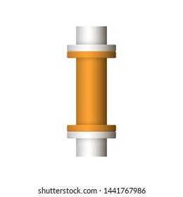 Pipe icon and flange fitting for pipeline connection with valve and other pipe. Using for transportation liquid or gas i.e. crude, oil, natural gas, sewage, wastewater. Also for plumbing, irrigation.