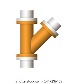 Pipe icon and flange fitting for pipeline connection with valve and other pipe. Using for transportation liquid or gas i.e. crude, oil, natural gas, sewage, wastewater. Also for plumbing, irrigation.