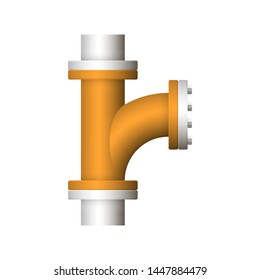 Pipe icon and flange fitting for pipeline connection with valve and other pipe. Using for transportation liquid or gas i.e. crude, oil, natural gas, sewage, wastewater. Also for plumbing, irrigation.