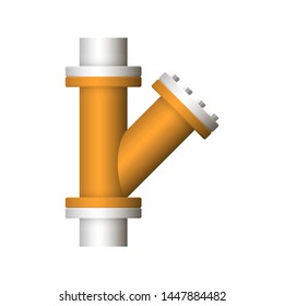 Pipe icon and flange fitting for pipeline connection with valve and other pipe. Using for transportation liquid or gas i.e. crude, oil, natural gas, sewage, wastewater. Also for plumbing, irrigation.