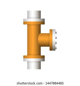 Pipe icon and flange fitting for pipeline connection with valve and other pipe. Using for transportation liquid or gas i.e. crude, oil, natural gas, sewage, wastewater. Also for plumbing, irrigation.