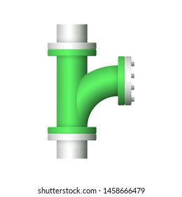 Pipe icon and flange fitting for pipeline connection with valve and other pipe. Using for transportation liquid or gas i.e. crude, oil, natural gas, sewage, wastewater. Also for plumbing, irrigation.