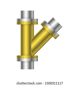 Pipe icon and flange fitting for pipeline connection with valve and other pipe. Using for transportation liquid or gas i.e. crude, oil, natural gas, sewage, wastewater. Also for plumbing, irrigation.