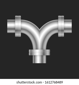 Pipe icon and flange fitting for pipeline connection with valve and other pipe. Using for transportation liquid or gas i.e. crude, oil, natural gas, sewage, wastewater. Also for plumbing, irrigation.