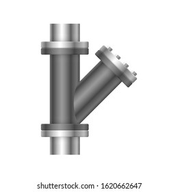 Pipe icon and flange fitting for pipeline connection with valve and other pipe. Using for transportation liquid or gas i.e. crude, oil, natural gas, sewage, wastewater. Also for plumbing, irrigation.