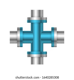 Pipe icon and flange fitting for pipeline connection with valve and other pipe. Using for transportation liquid or gas i.e. crude, oil, natural gas, sewage, wastewater. Also for plumbing, irrigation.