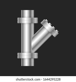 Diseño de icono vectorial del conector de tubo de acero.