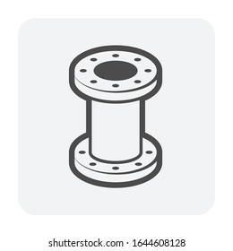 Diseño del icono del conector del tubo de acero aislado en fondo blanco.