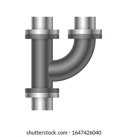 Diseño del icono del conector del tubo de acero aislado en fondo blanco.