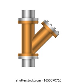 Pipe icon and flange fitting for pipeline connection with valve and other pipe. Using for transportation liquid or gas i.e. crude, oil, natural gas, sewage, wastewater. Also for plumbing, irrigation.