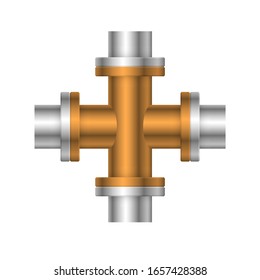 Icono vectorial del conector del tubo de acero 
diseño aislado en fondo blanco.
